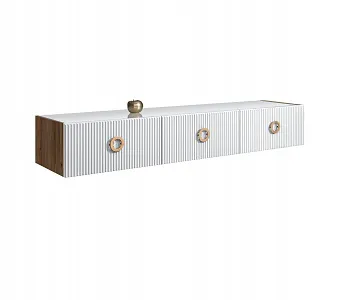 Тумба телевизионная 1,6м Bogemia Woodline Fly Fi (Белый) (Lakobel/Золото) БМТ-1 (Woodline)(Fly)