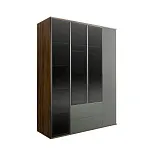 Шкаф 4-х дв. с выдвижными ящиками (3 двери стекло) Bogemia Woodline Air (Серый/Серебро) БМШ2/42(3)(Woodline)(Air)