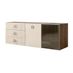 Комод для гостиной 1.6 м Bogemia Woodline Fly Fi (Слоновая кость) (Novabuk/Хром) БМКМ-4 [5][10] (Woodline)(Fly)