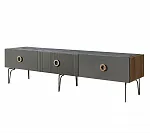 Тумба телевизионная 2,1 м Bogemia Woodline Fi (Серый) (Novabuk/Золото) БМТ-2 [10]