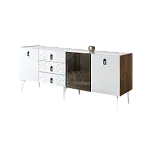 Комод для гостиной 2.1 м Bogemia Woodline Fa (Белый) (Lakobel/Черный) БМКМ-5[4]