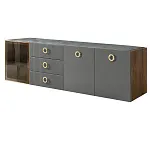 Комод для гостиной 2.1 м Bogemia Woodline Fly Fi (Серый) (Novabuk/Золото) БМКМ-5 [4] (Woodline)(Fly)