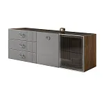 Комод для гостиной 1.6 м Bogemia Woodline Fly Fi (Серый) (Lakobel/Хром) БМКМ-4 [5][10] (Woodline)(Fly)