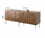 Комод для гостиной 2.1 (3 двери wood) Bogemia Wood Fa (Мокка) (Lakobel/Золото) БМКМ-5(Wo)