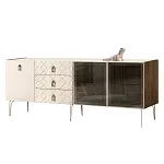 Комод для гостиной 2.1 м Bogemia Woodline Fa (Слоновая кость) (Lakobel/Хром) БМКМ-5[5][10]