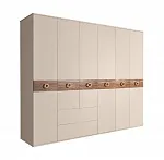 Шкаф 6-ти дверный без зеркал, с выдвижными ящиками, Bogemia Wood Fi (Ваниль/Золото) БМШ2/61(Wo)