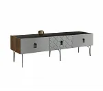 Тумба телевизионная 1,6 м Bogemia Woodline Fa (Серый) (Lakobel/Черный) БМТ-1[10]