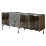Комод для гостиной 2.1 м Bogemia Woodline Fa (Серый) (Novabuk/Хром) БМКМ-5[5]