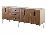 Комод для гостиной 2.1 (3 двери wood) Bogemia Wood Wo (Слоновая кость) (Novabuk/Хром) БМКМ-5(Wo)