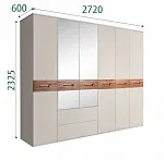 Шкаф 6-ти дверный с зеркалами, с выдвижными ящиками, Bogemia Wood Wo (Шелк/Золото) БМШ1/61(Wo)