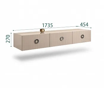 Тумба телевизионная 1,6м Bogemia Fly Fillini (Ваниль) (Lakobel/Хром) БМТ-1(Fly)