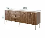 Комод для гостиной 2.1 (3 двери wood) Bogemia Wood Fi (Мокка) (Novabuk/Золото) БМКМ-5(Wo)