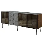 Комод для гостиной 2.1 м Bogemia Woodline Fa (Серый) (Novabuk/Черный) БМКМ-5[5]