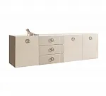 Комод для гостиной 2,1м Bogemia Fly Fillini (Слоновая кость) (Lakobel/Хром) БМКМ-5(Fly)