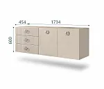 Комод для гостиной 1,6м Bogemia Fly Fillini (Ваниль) (Novabuk/Хром) БМКМ-4(Fly)