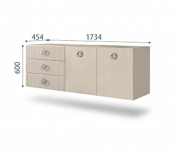 Комод для гостиной 1,6м Bogemia Fly Fillini (Ваниль) (Novabuk/Хром) БМКМ-4(Fly)