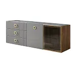 Комод для гостиной 1.6 м Bogemia Woodline Fly Fi (Серый) (Novabuk/Золото) БМКМ-4 [5][10] (Woodline)(Fly)