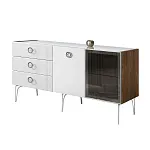 Комод для гостиной 1.6 м Bogemia Woodline Fi (Белый) (Lakobel/Хром) БМКМ-4[5][10]