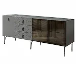 Комод 2.1 (2 двери стекло и 1 дверь лак) Bogemia-Farfalle (Серый) (Novabuk/Черный) БМКМ-5(Fa) [5][10]