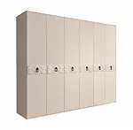 Шкаф 6-ти дв. (без зеркал) для платья и белья Bogemia-Farfalle (Ваниль/Черный) БМШ2/6(Fa)