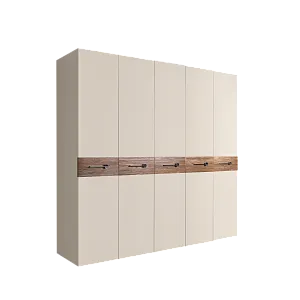 Шкаф 5-ти дв. (без зеркал) для платья и белья Bogemia Wood Wo (Слоновая кость/Хром) БМШ2/5(Wo)