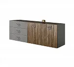 Комод для гостиной 1,6м Bogemia Fly Wood Fi (Серый) (Lakobel/Хром) БМКМ-4(Fly)