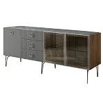 Комод для гостиной 2.1 м Bogemia Woodline Fi (Серый) (Novabuk/Хром) БМКМ-5[5][10]
