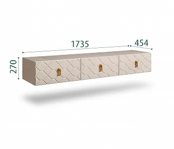 Тумба телевизионная 1,6м Bogemia Fly Farfale (Ваниль) (Novabuk/Золото) БМТ-1(Fly)