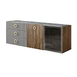Комод для гостиной 1.6 м Bogemia Woodline Fly Wood Fi (Серый) (Novabuk/Золото) БМКМ-4 [5][10] (Woodline)(Fly)