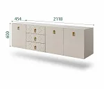 Комод для гостиной 2,1м Bogemia Fly Farfale (Шелк) (Novabuk/Золото) БМКМ-5(Fly)