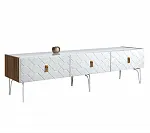 Тумба телевизионная 2,1м Bogemia Woodline Fa (Белый) (Lakobel/Золото) БМТ-2