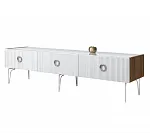 Тумба телевизионная 2,1м Bogemia Woodline Fi (Белый) (Lakobel/Хром) БМТ-2