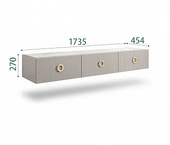 Тумба телевизионная 1,6м Bogemia Fly Fillini (Шелк) (Novabuk/Золото) БМТ-1(Fly)