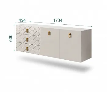 Комод для гостиной 1,6м Bogemia Fly Farfale (Шелк) (Novabuk/Золото) БМКМ-4(Fly)