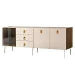 Комод для гостиной 2.1 м Bogemia Woodline Fa (Слоновая кость) (Novabuk/Золото) БМКМ-5[4]