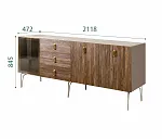 Комод для гостиной 2.1 (1 дверь стекло и 2 двери wood) Bogemia Wood Fa (Мокка) (Novabuk/Золото) БМКМ-5(Wo)[4]