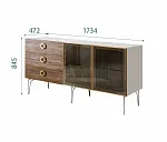 Комод для гостиной 1.6 (2 двери стекло) Bogemia Wood Fi (Шелк) (Novabuk/Золото) БМКМ-4(Wo)[5]