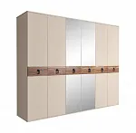 Шкаф 6-ти дв. (с зеркалами) для платья и белья Bogemia Wood Fa (Ваниль/Черный) БМШ1/6(Wo)