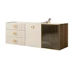 Комод для гостиной 1.6 м Bogemia Woodline Fly Fi (Слоновая кость) (Lakobel/Золото) БМКМ-4 [5][10] (Woodline)(Fly)