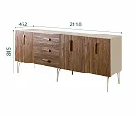 Комод для гостиной 2.1 (3 двери wood) Bogemia Wood Wo (Ваниль) (Novabuk/Золото) БМКМ-5(Wo)