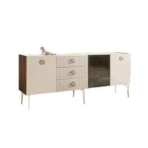 Комод для гостиной 2.1 м Bogemia Woodline Fi (Слоновая кость) (Lakobel/Хром) БМКМ-5[4]