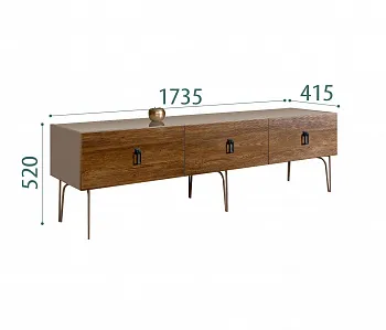 Тумба под телевизор 1.6 Bogemia Wood Fa (Мокка) (Lakobel/Черный) БМТ-1(Wo)