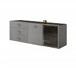 Комод для гостиной 1,6м (1 дверь стекло и 1 дверь wood) Bogemia Fly Fillini (Серый) (Lakobel/Хром) БМКМ-4(Fly)[5][10]