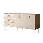Комод для гостиной 1.6 м Bogemia Woodline Fa (Слоновая кость) (Novabuk/Хром) БМКМ-4