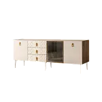 Комод для гостиной 2.1 м Bogemia Woodline Fa (Слоновая кость) (Novabuk/Золото) БМКМ-5[4]