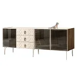 Комод для гостиной 2.1 м Bogemia Woodline Fa (Слоновая кость) (Lakobel/Хром) БМКМ-5[5]