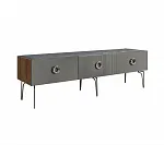 Тумба телевизионная 1,6 м Bogemia Woodline Fi (Серый) (Novabuk/Хром) БМТ-1[10]
