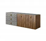 Комод для гостиной 1,6м Bogemia Fly Wood Fa (Серый) (Novabuk/Золото) БМКМ-4(Fly)