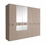 Шкаф 6-ти дверный с зеркалами, с выдвижными ящиками, Bogemia-Farfalle (Мокка/Хром) БМШ1/61(Fa)
