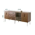 Комод для гостиной 2.1 (1 дверь стекло и 2 двери wood) Bogemia Wood Wo (Мокка) (Lakobel/Золото) БМКМ-5(Wo)[4]